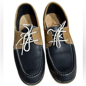 Timberland Men's Navy Blue and Tan Boat Shoes